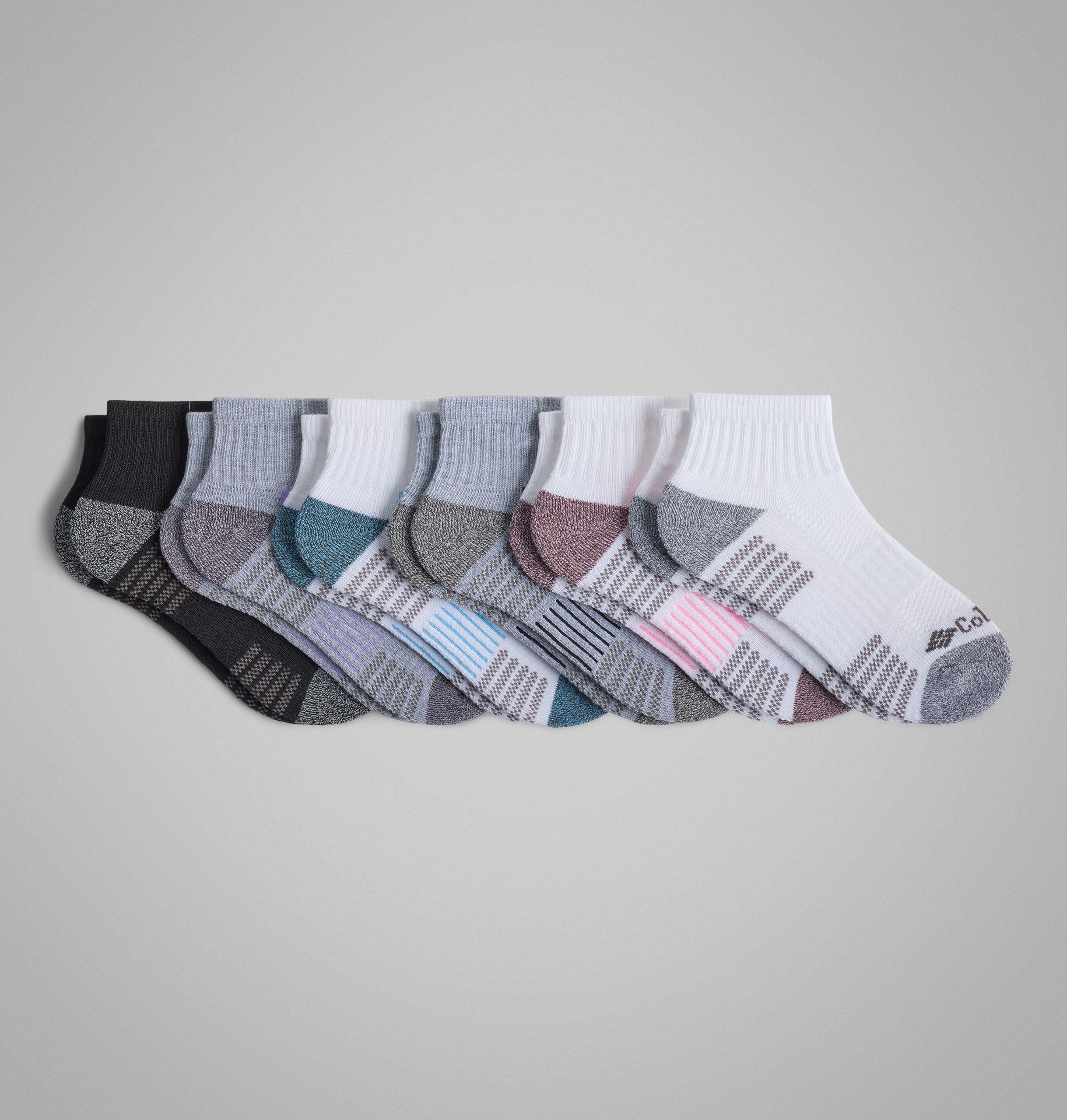 mote quarter socks for kvinner med pikésåle – 6-pakning