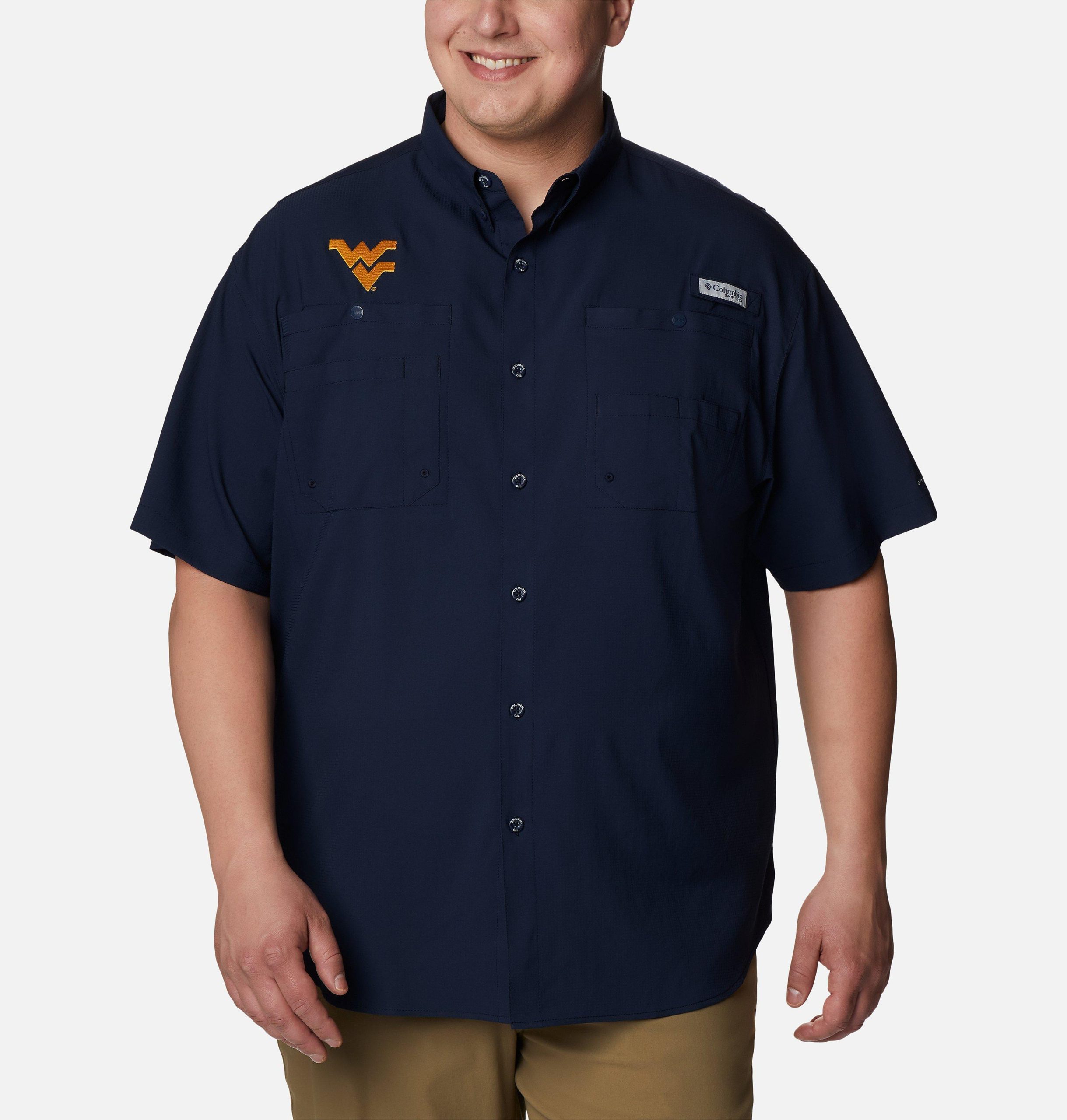 herre college pfg tamiami kortermet skjorte – stor – vest-virginia