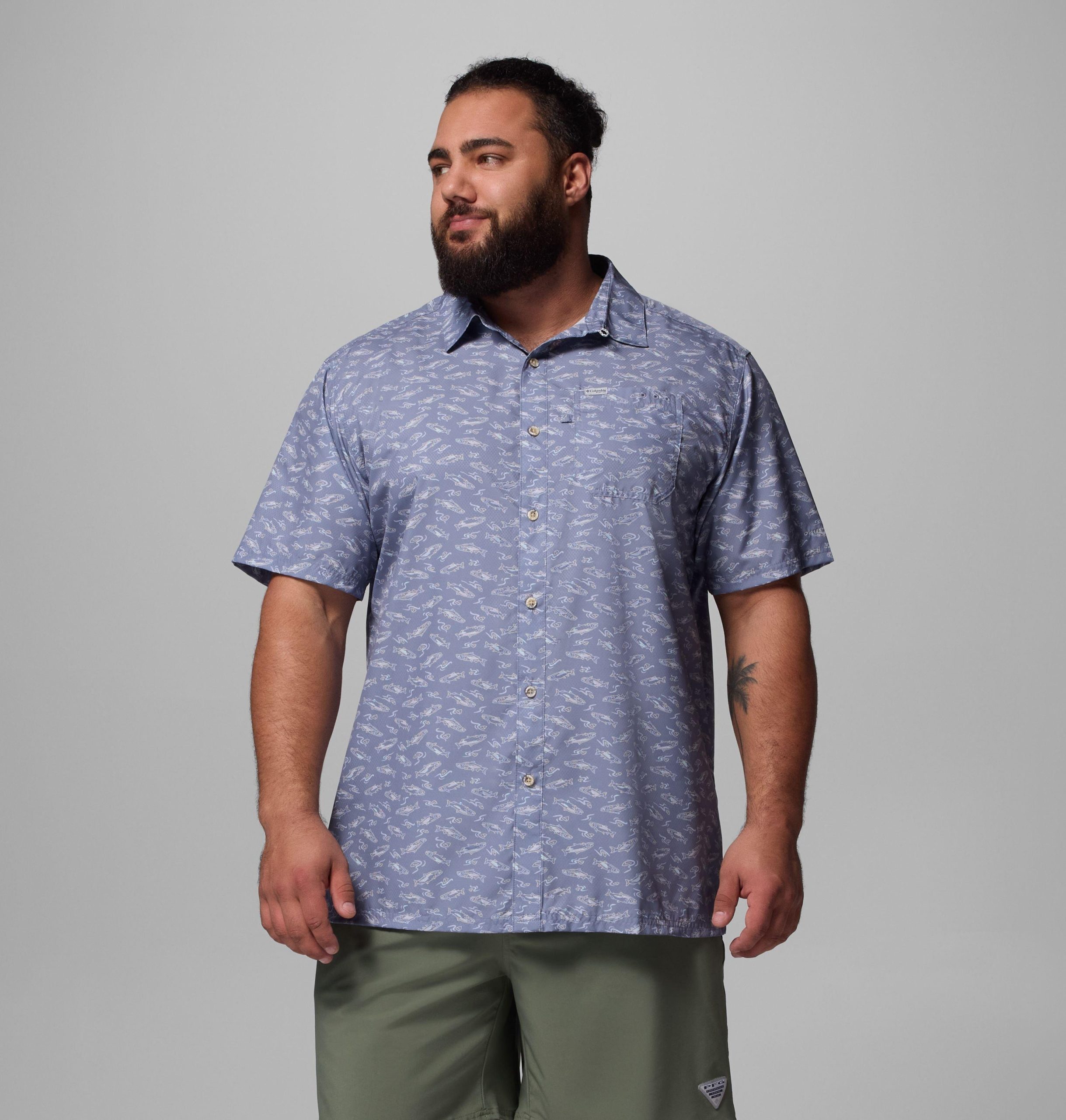 herre pfg super slack tide camp-skjorte – stor
