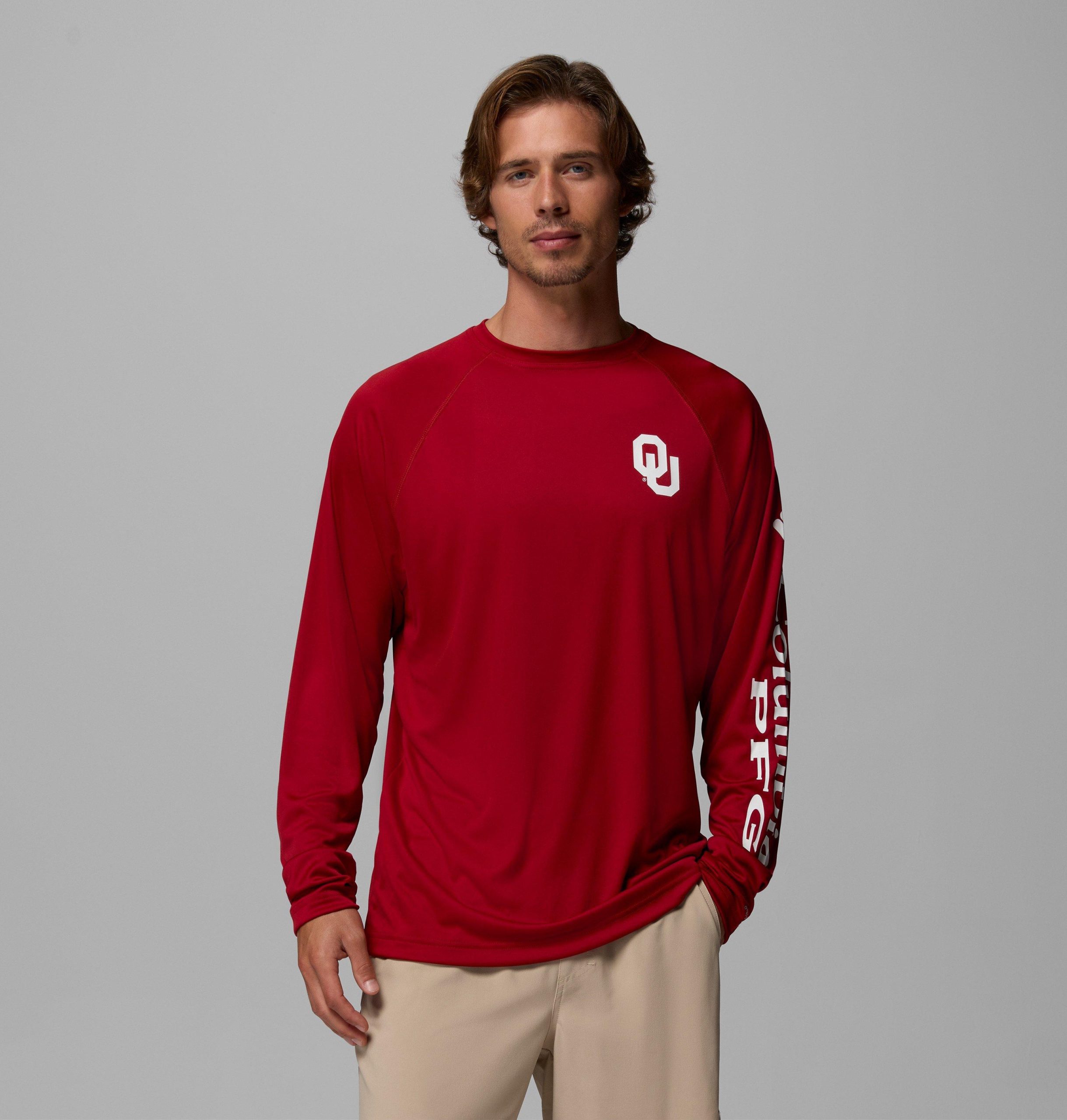 herre collegiate pfg terminal tackle langermet skjorte – tall – oklahoma