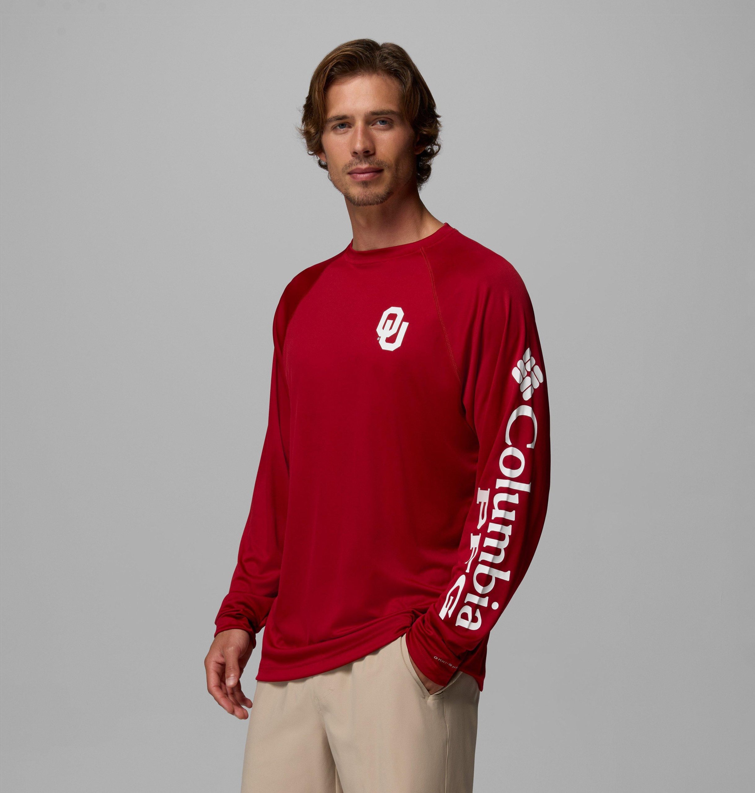 herre collegiate pfg terminal tackle langermet skjorte – tall – oklahoma