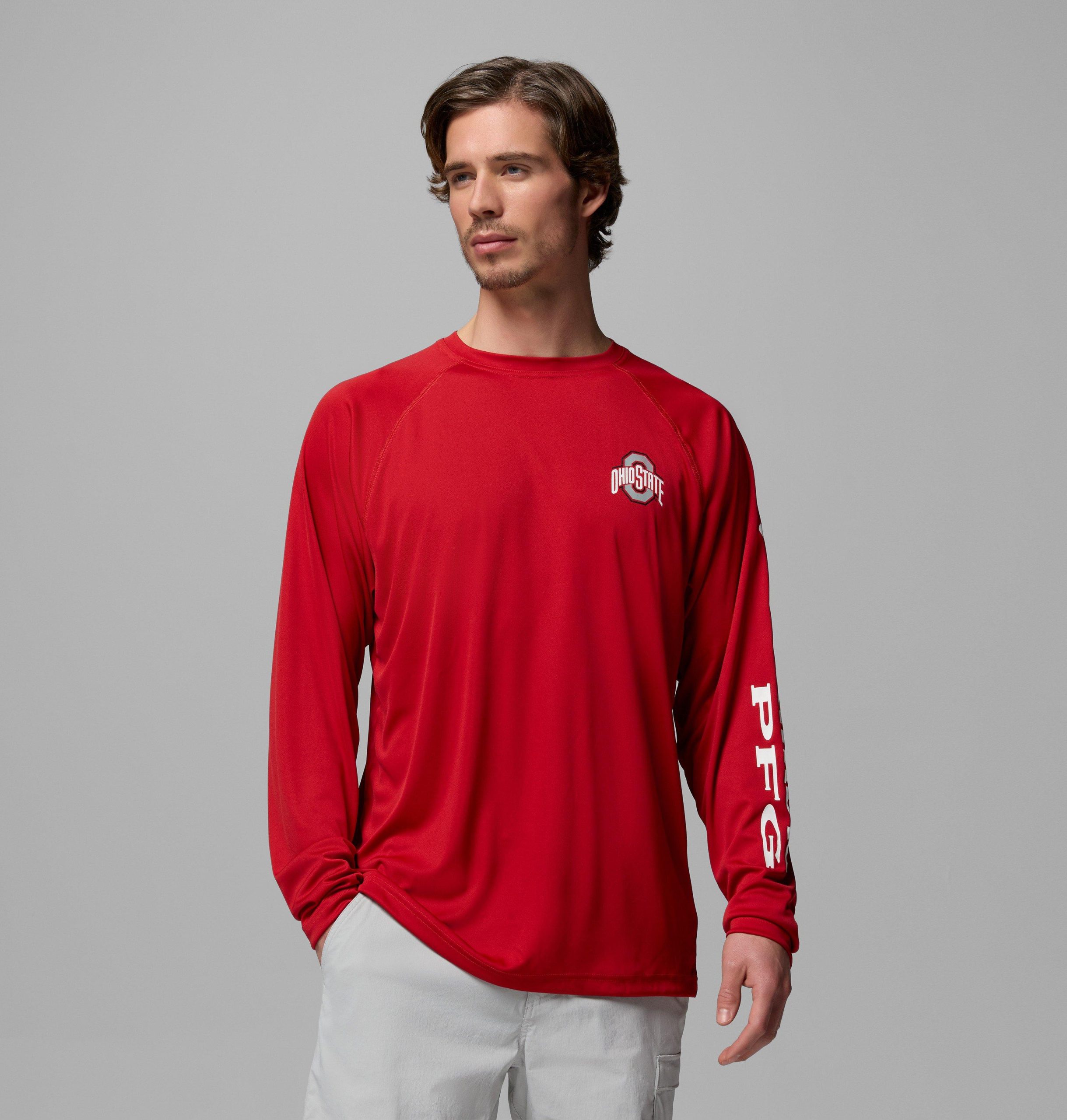 herre collegiate pfg terminal tackle langermet skjorte – tall – ohio state
