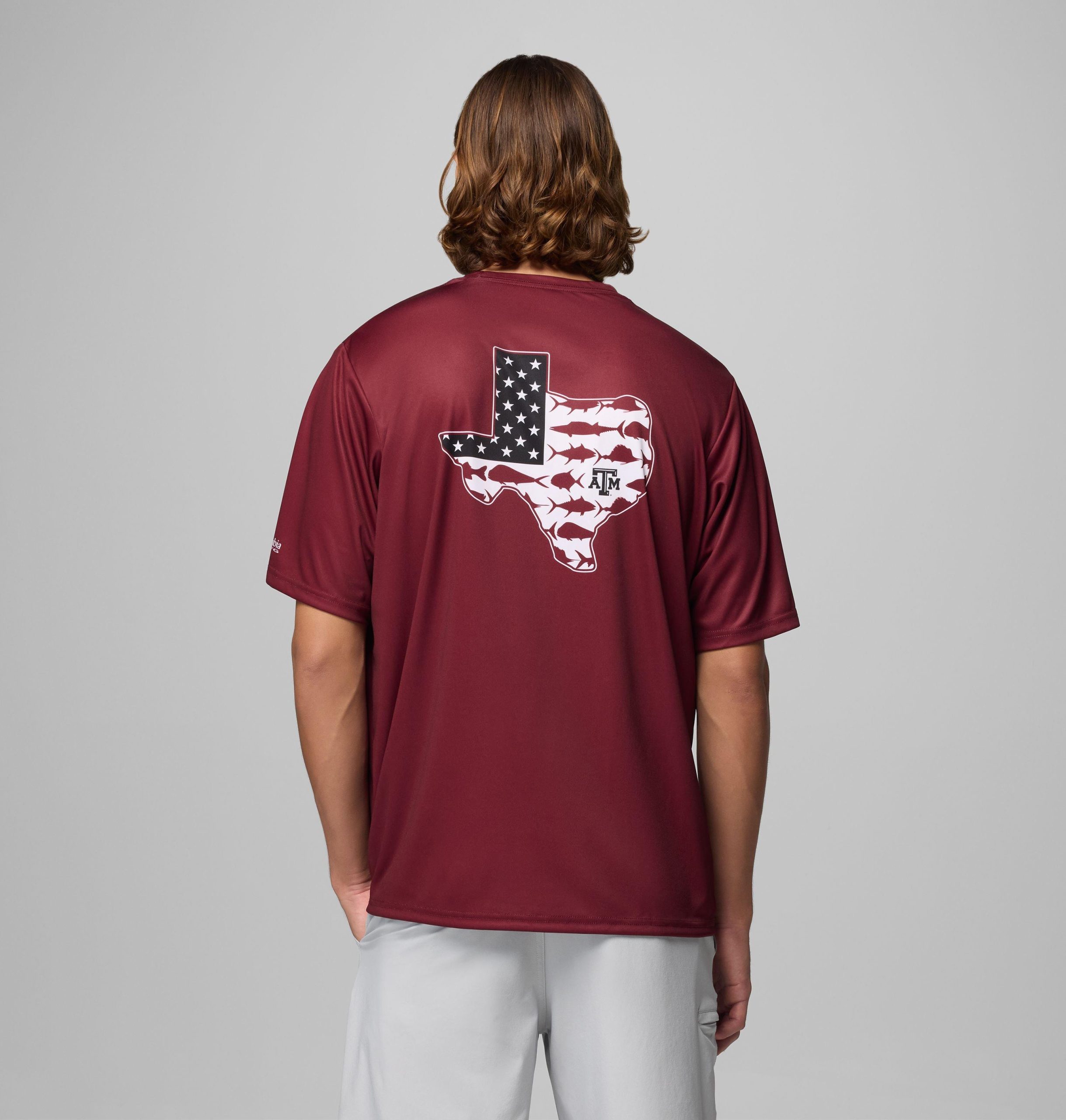 herre collegiate pfg terminal tackle kortermet skjorte - texas am