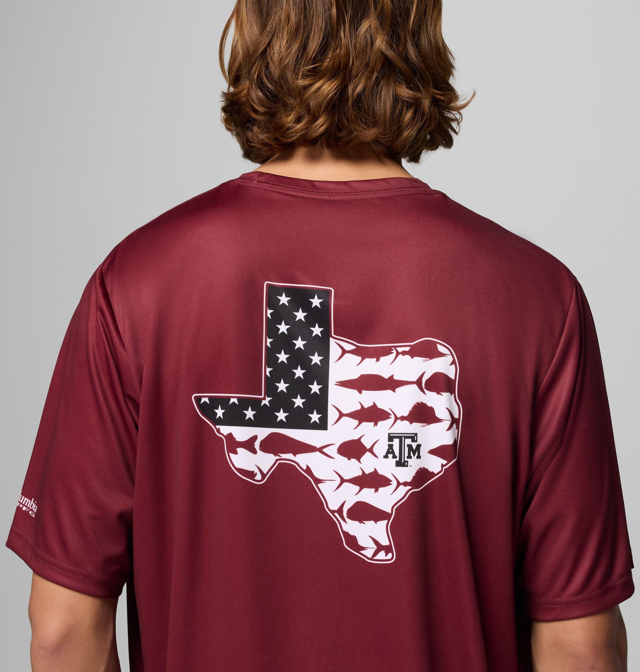 herre collegiate pfg terminal tackle kortermet skjorte - texas am