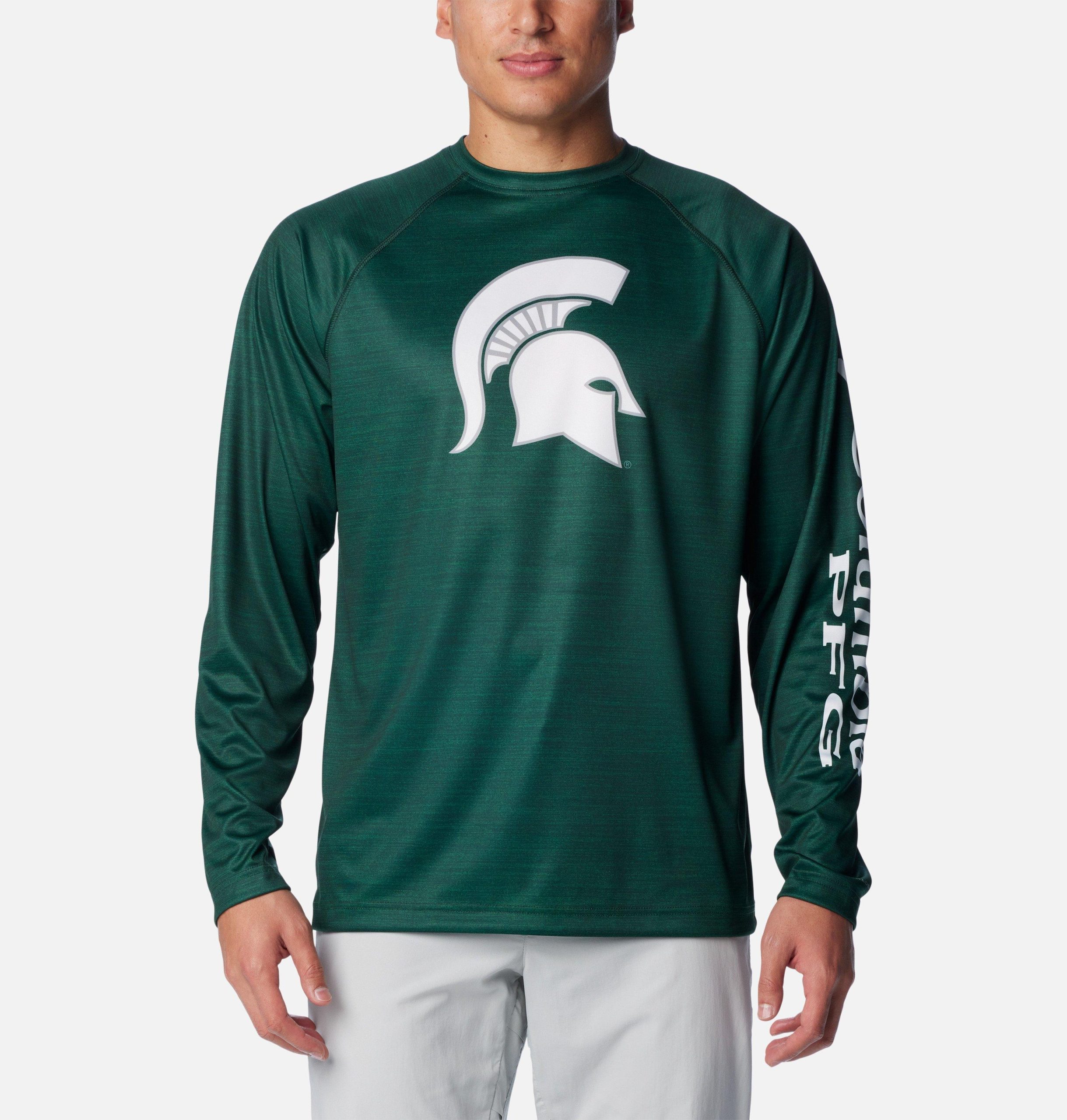 herre collegiate pfg terminal tackle heather langermet skjorte - michigan state
