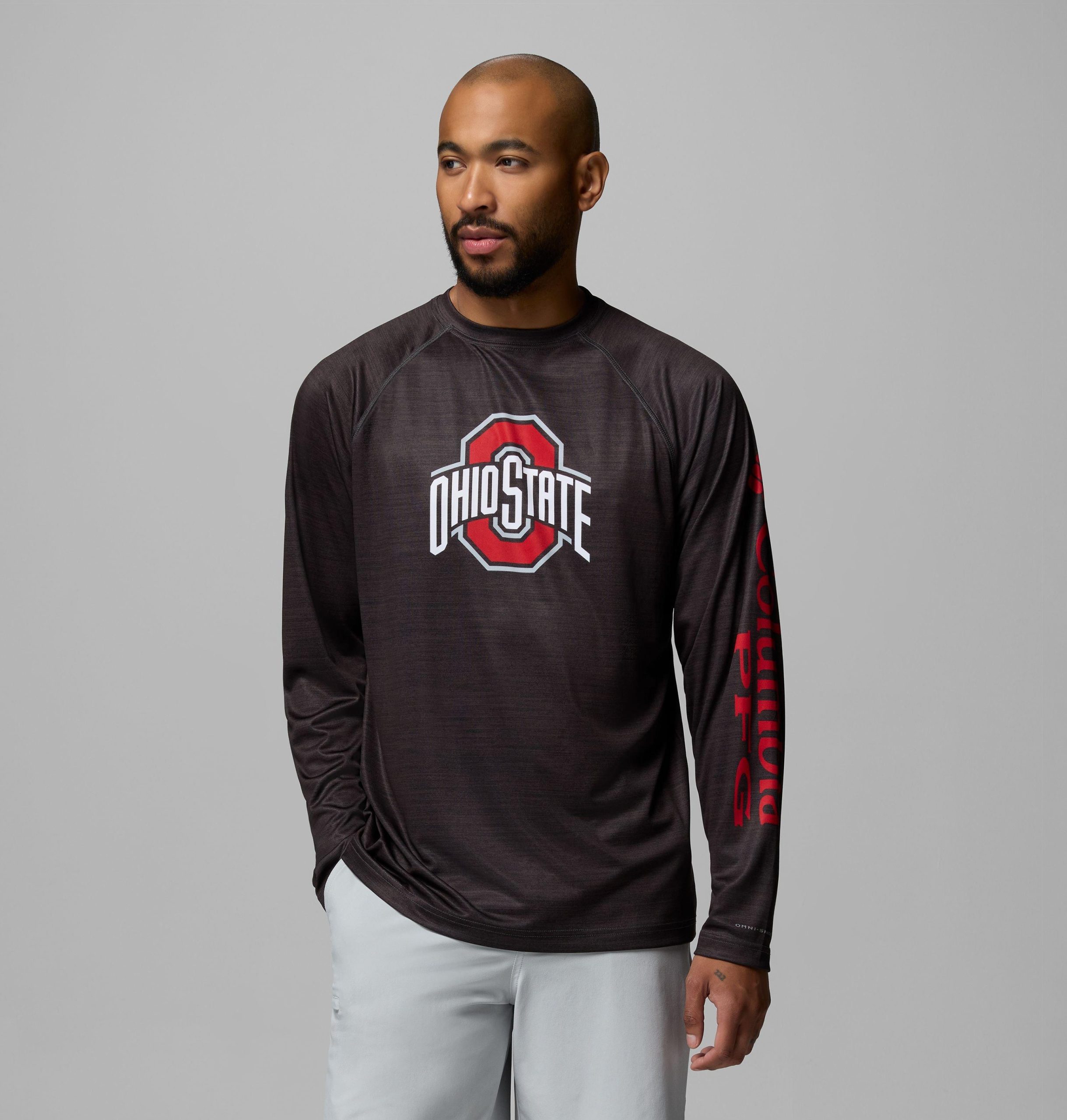 herre collegiate pfg terminal tackle heather langermet skjorte - ohio state