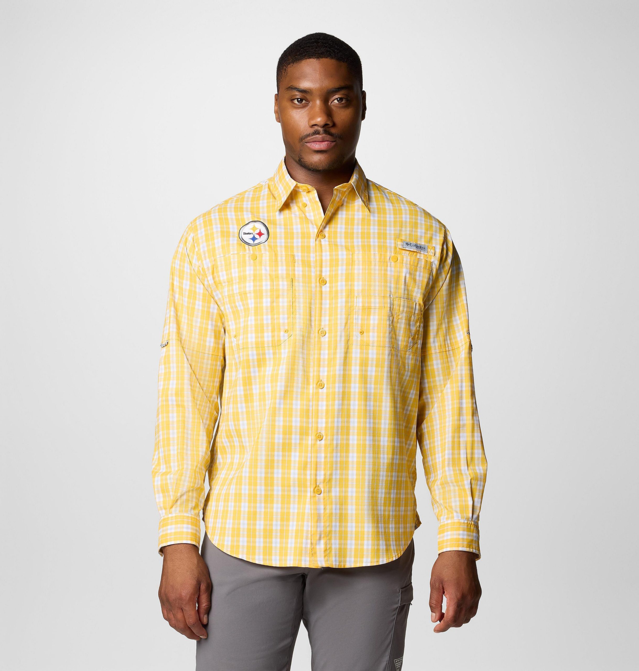 herre pfg super tamiami langermet skjorte - pittsburgh steelers