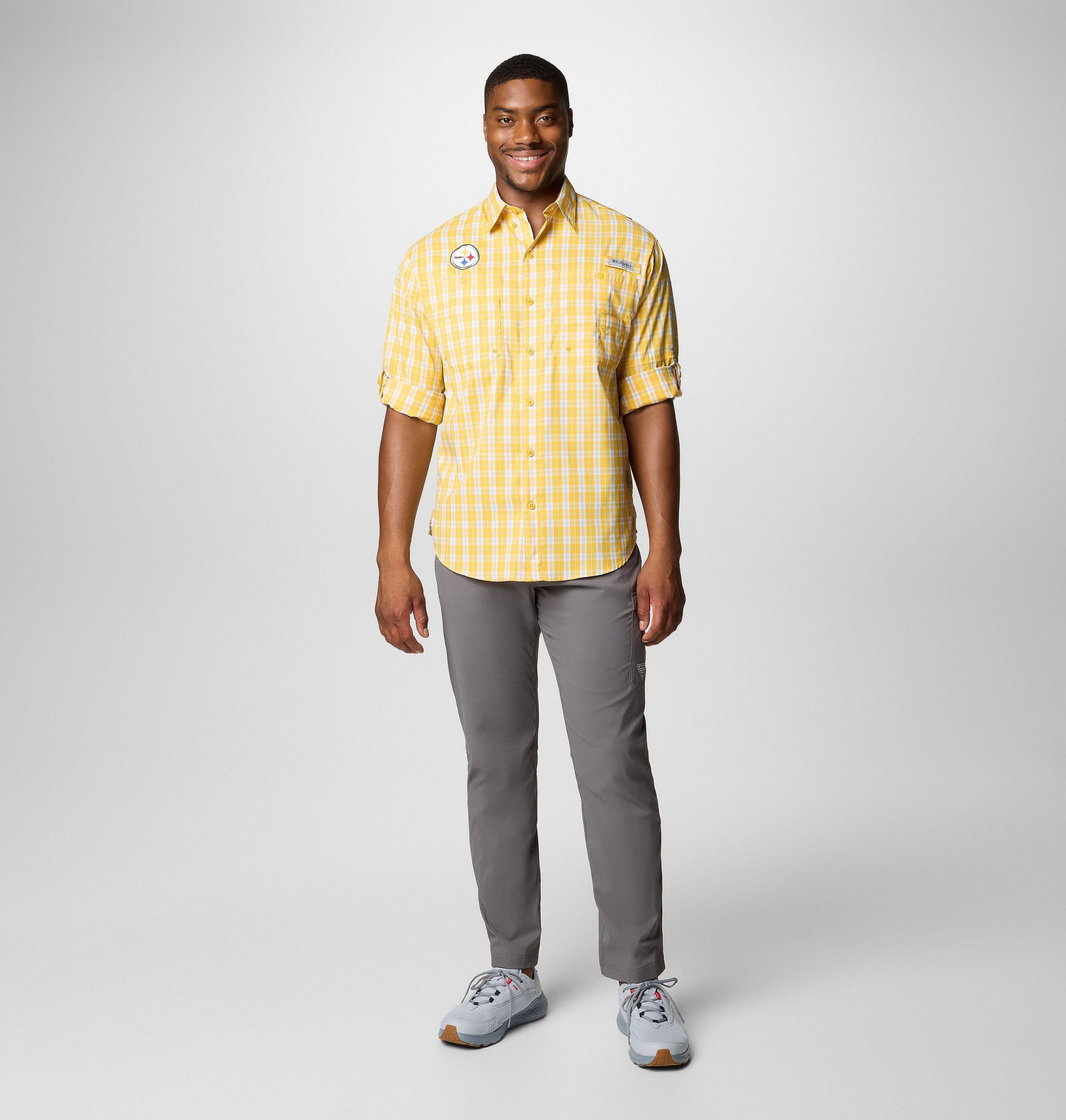 herre pfg super tamiami langermet skjorte - pittsburgh steelers