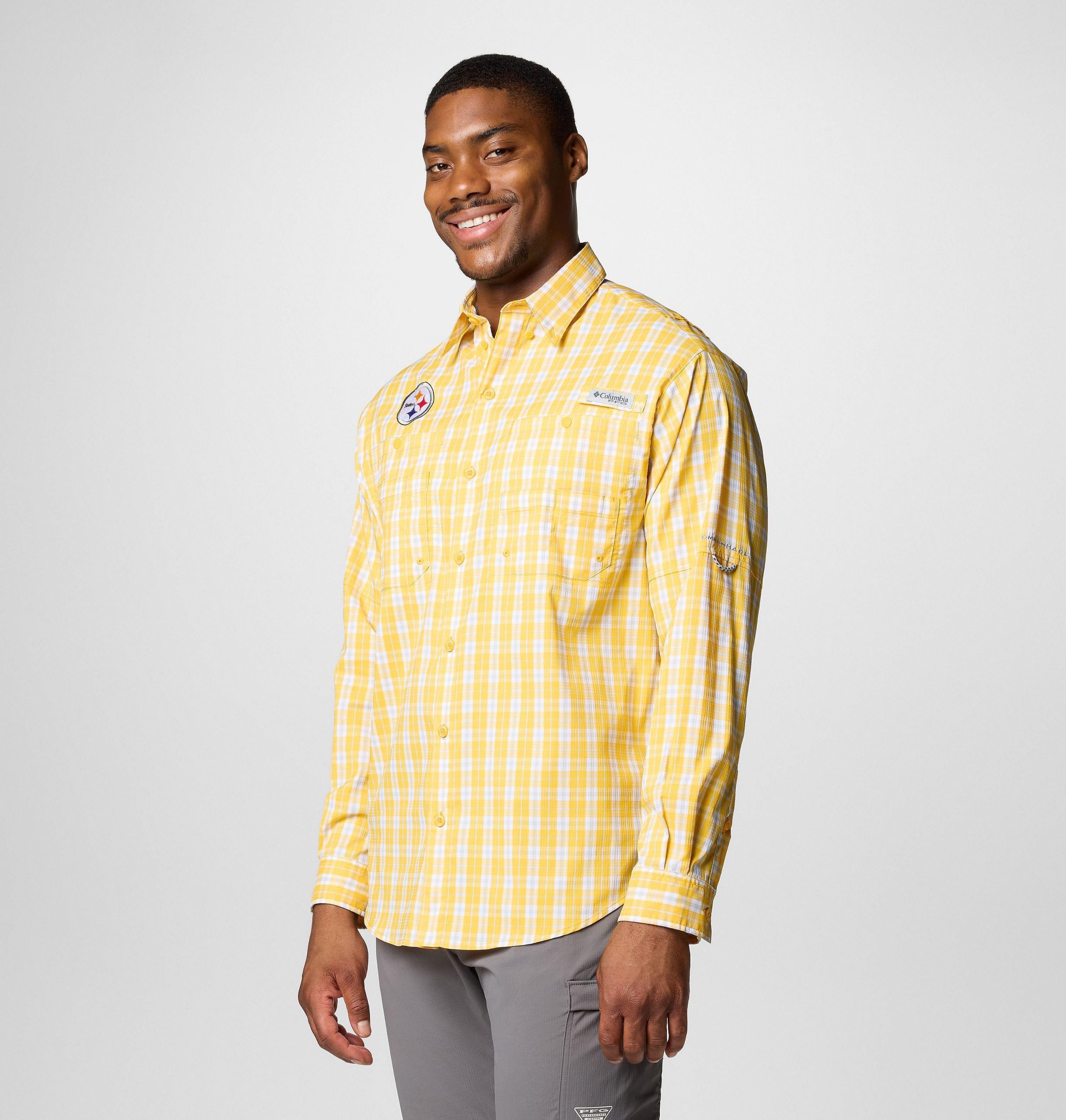 herre pfg super tamiami langermet skjorte - pittsburgh steelers
