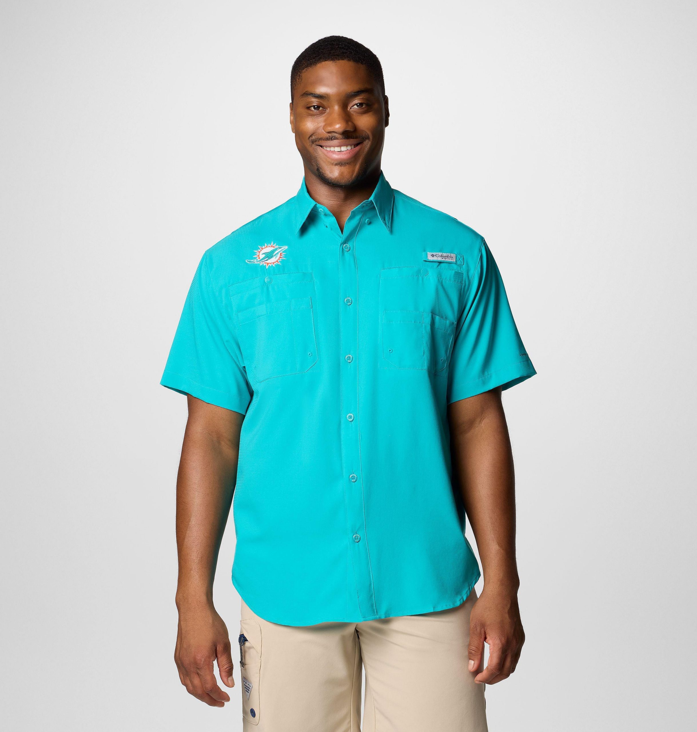 herre pfg tamiami kortermet skjorte - miami dolphins