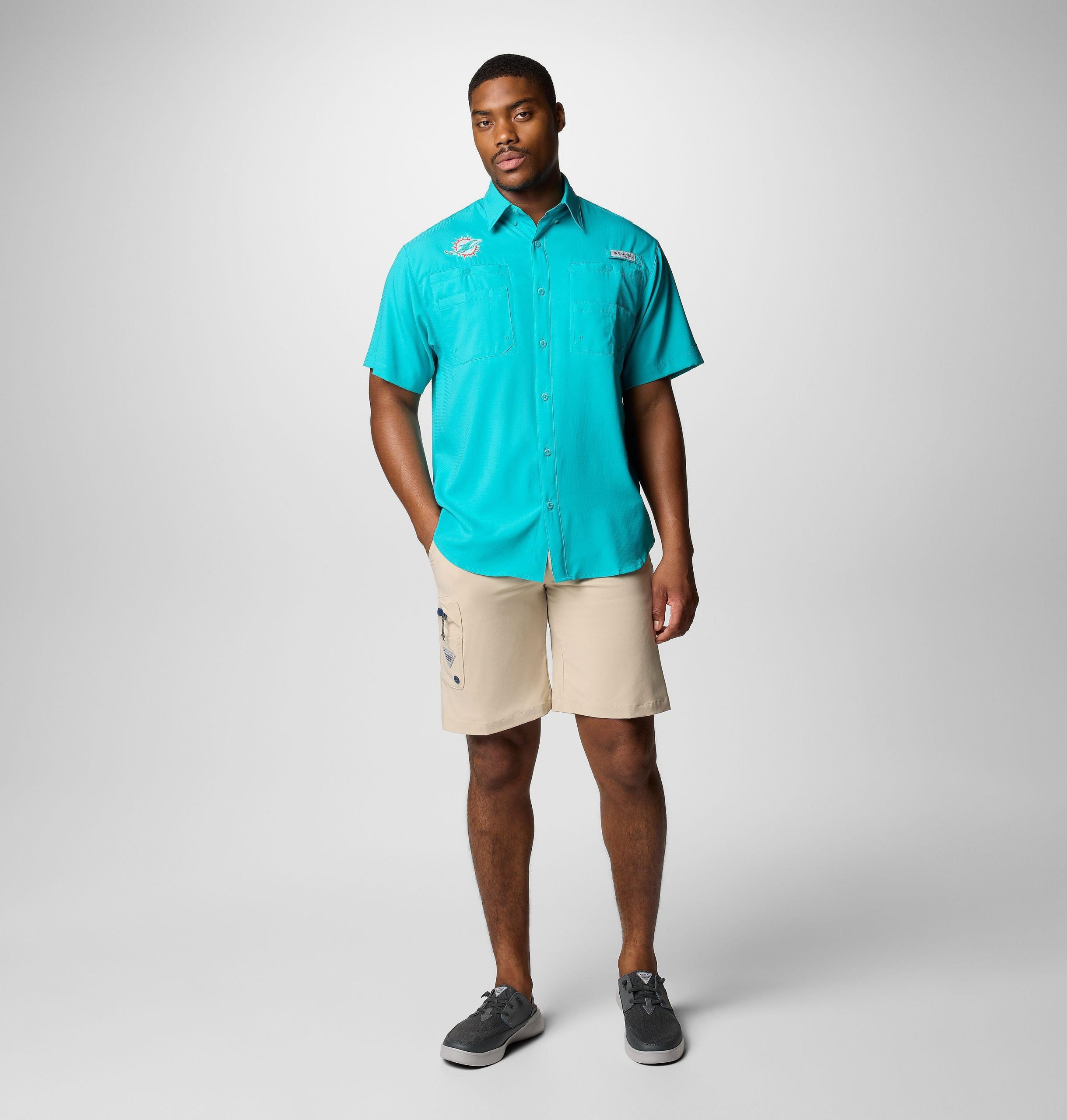 herre pfg tamiami kortermet skjorte - miami dolphins