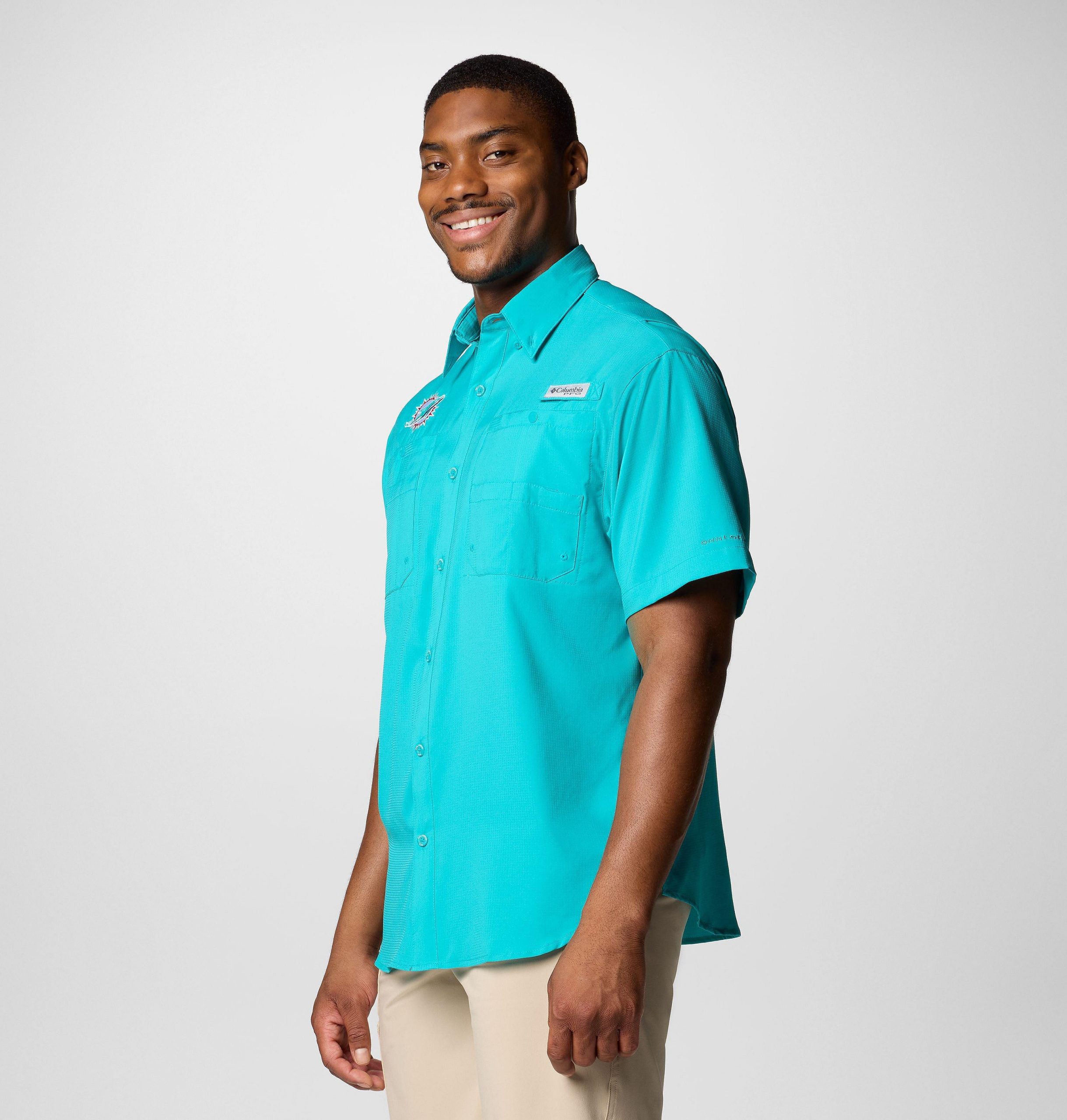 herre pfg tamiami kortermet skjorte - miami dolphins