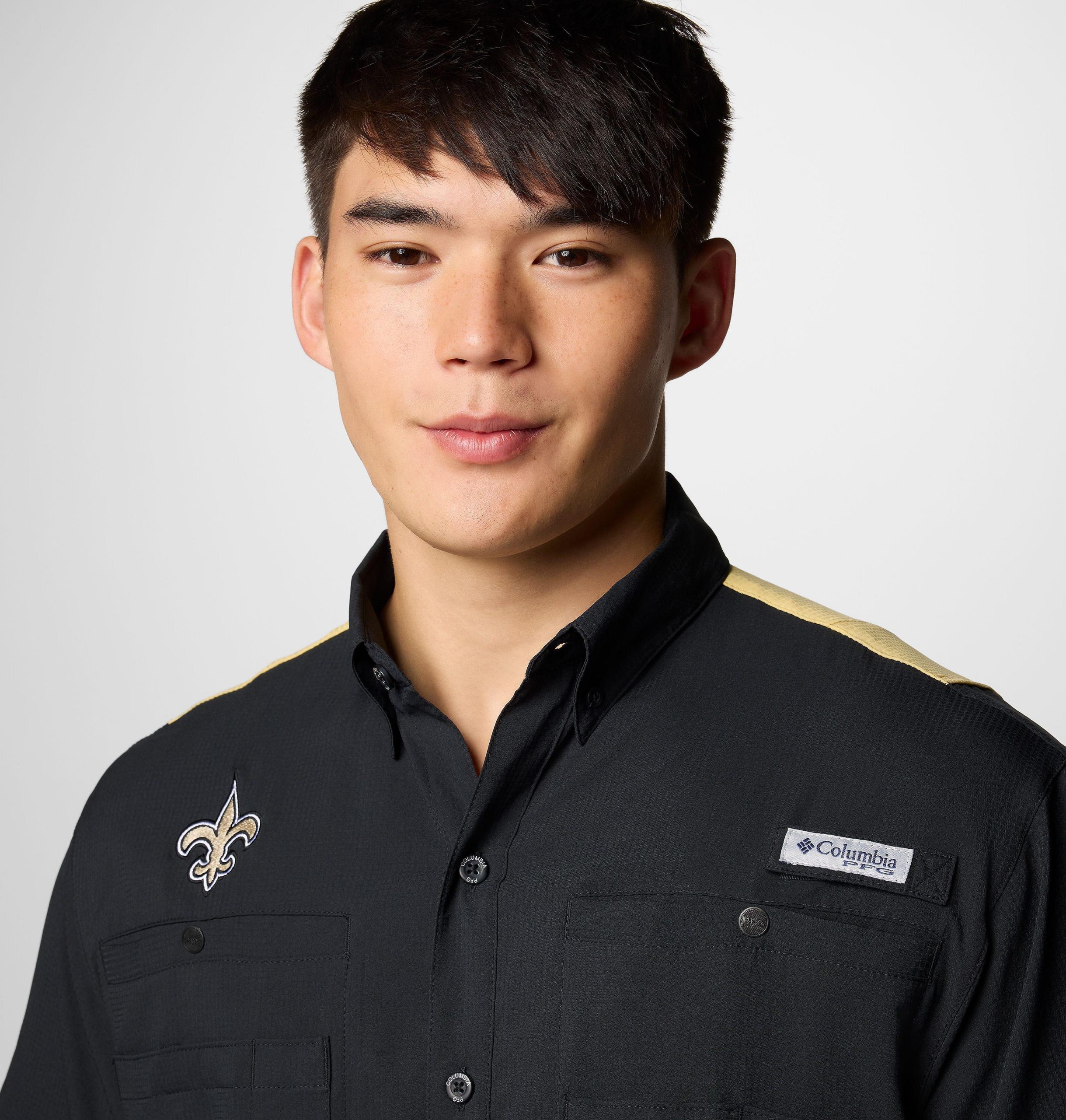 herre pfg tamiami fargeblokk kortermet skjorte - new orleans saints
