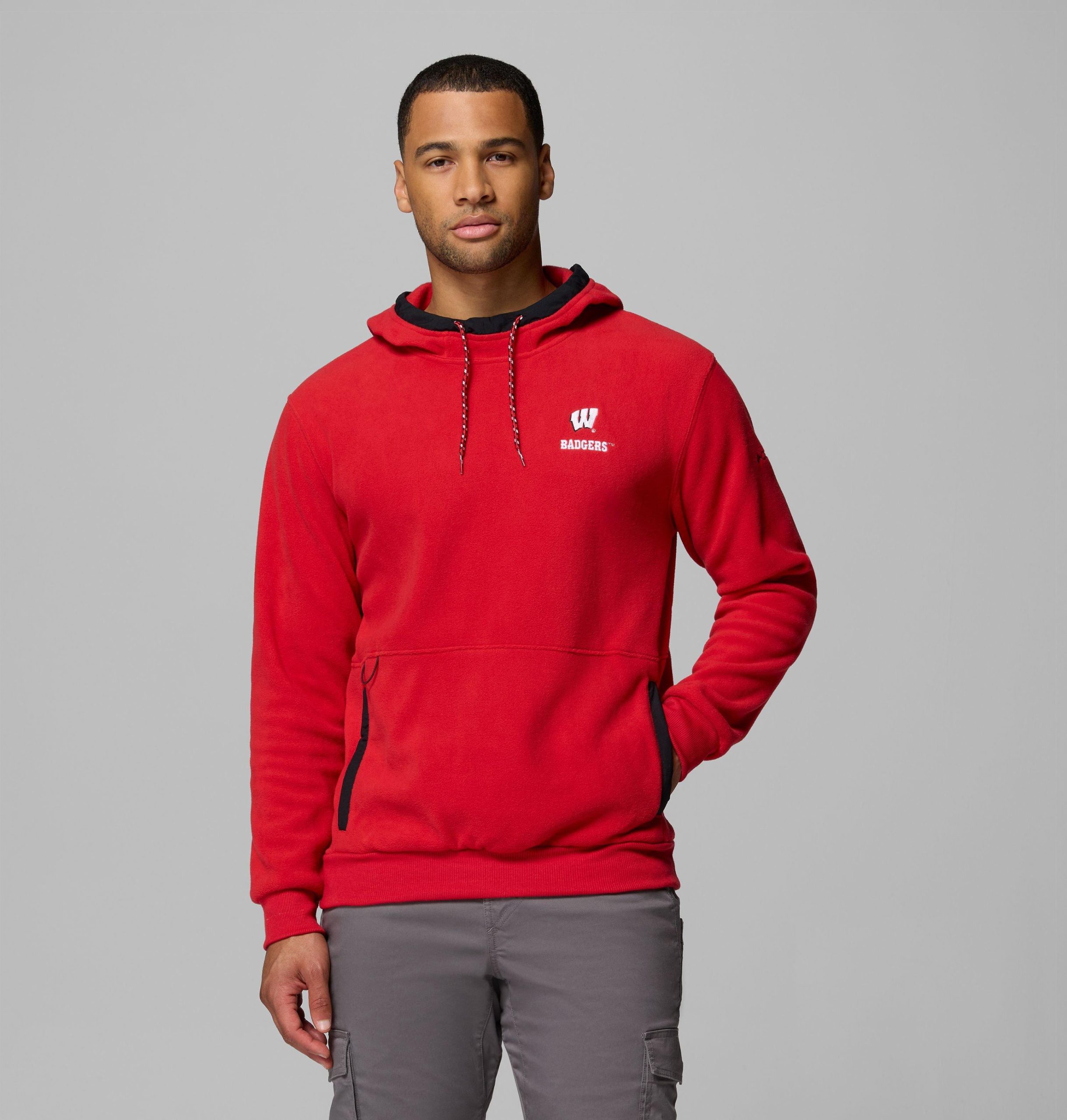 herre collegiate flanker fleece hettegenser – wisconsin
