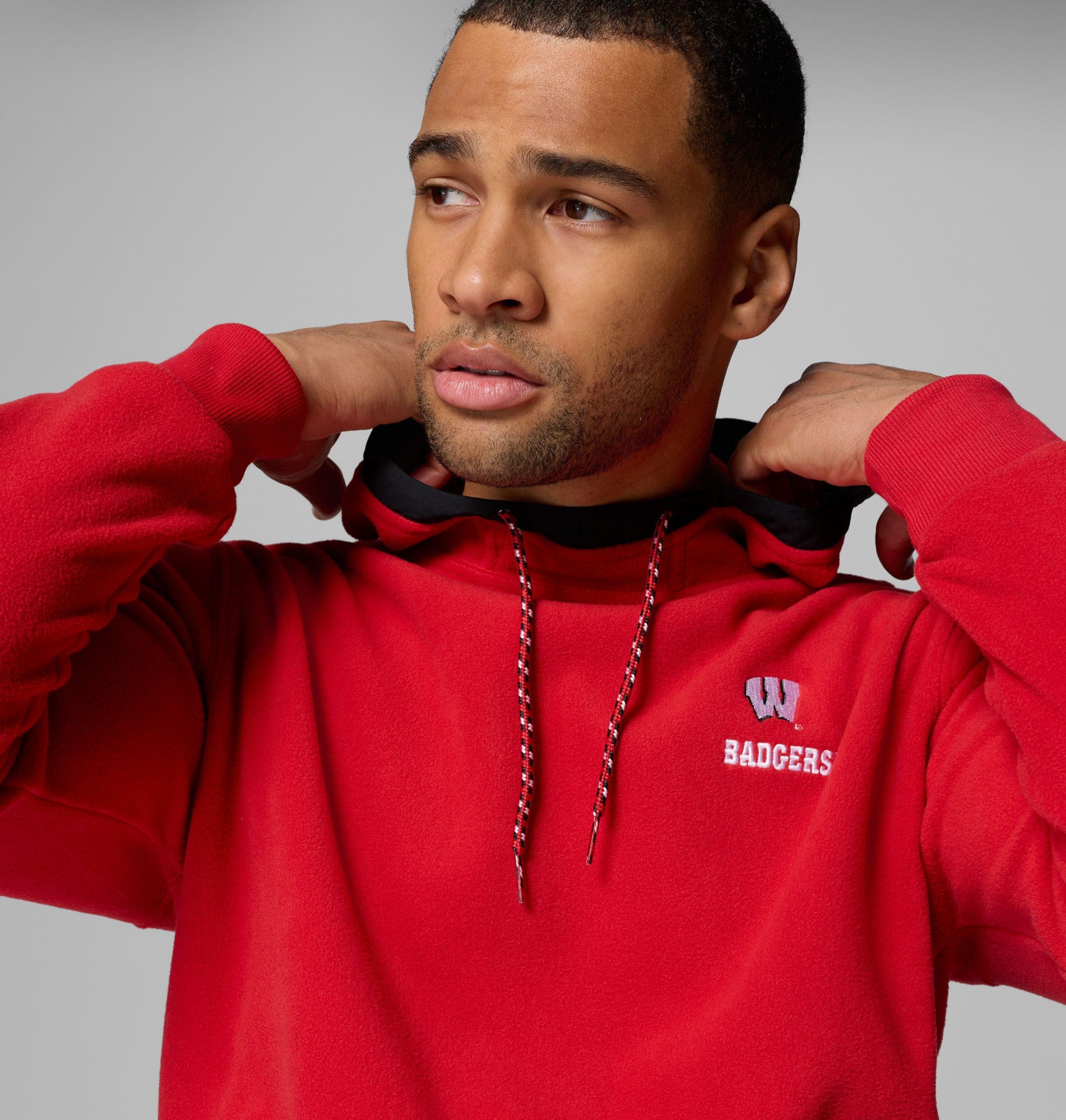 herre collegiate flanker fleece hettegenser – wisconsin